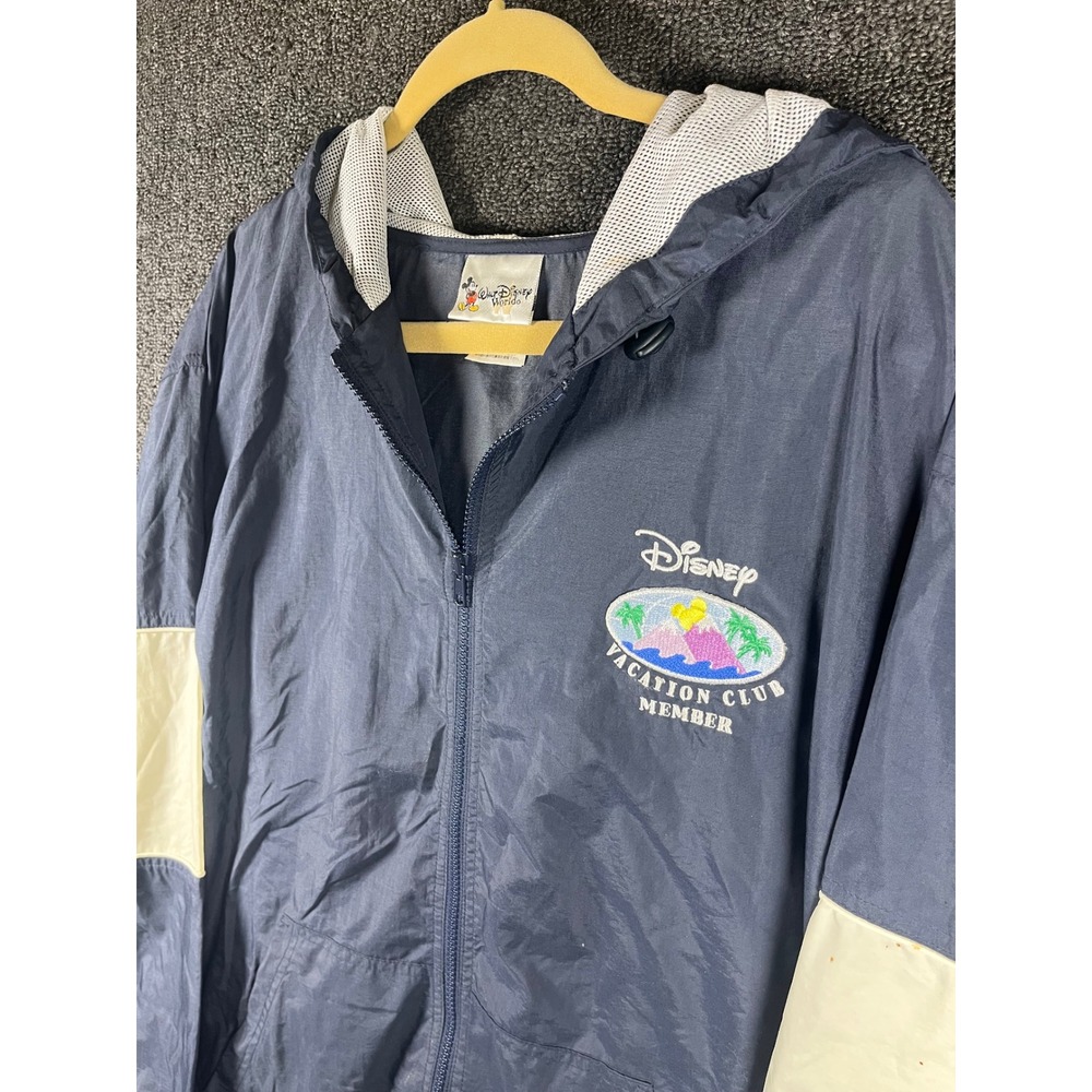 Vintage Disney Vacation Club Member Windbreaker Jacket Navy Blue Mens XL Hooded